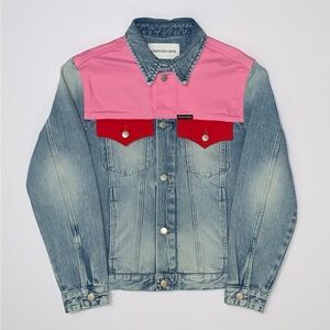 Calvin Klein Jeans Color-Block Trucker Denim Jacket-Size XL New